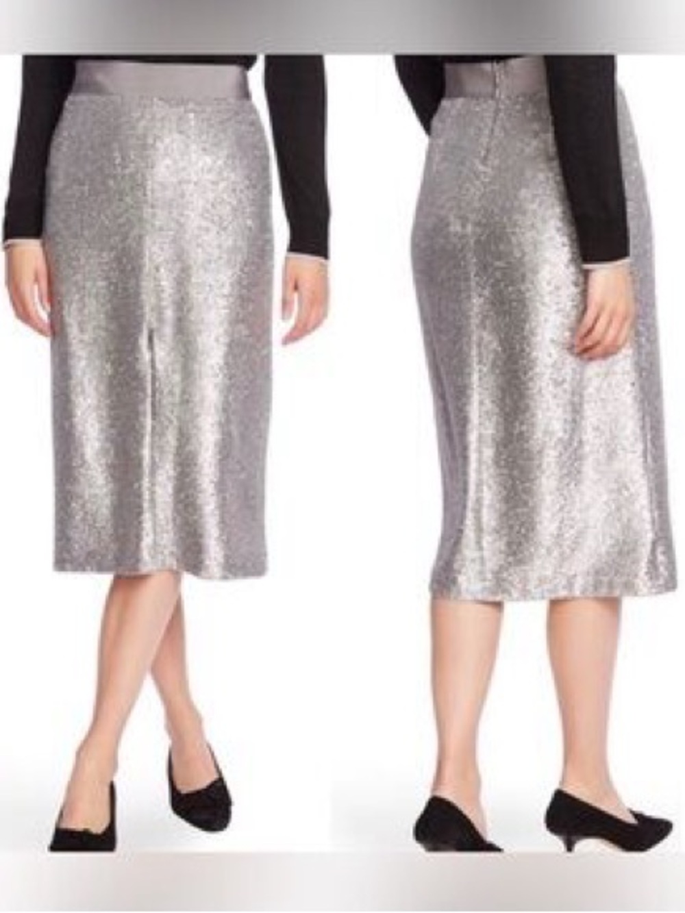 Court & Rowe silver sequin slit skirt(2)